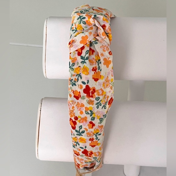 Floral knotted Headband | ORANGE FLORAL (one piece) | NEW! - Picture 3 of 6